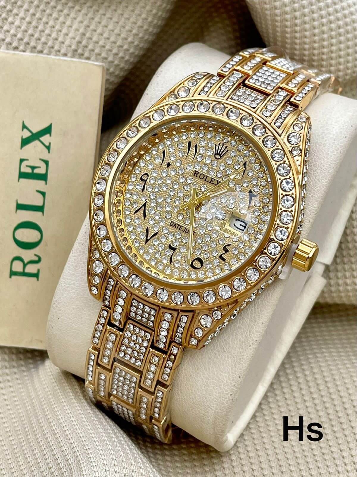 Rolex Arabic Numerals Full Diamond Watch
