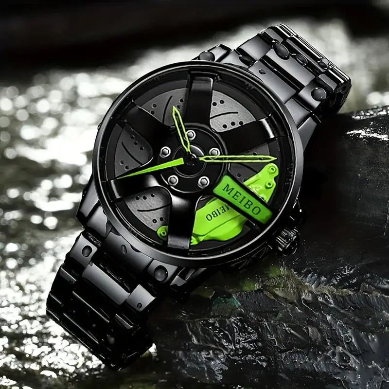 3D Spinning Car Wheel Watch 