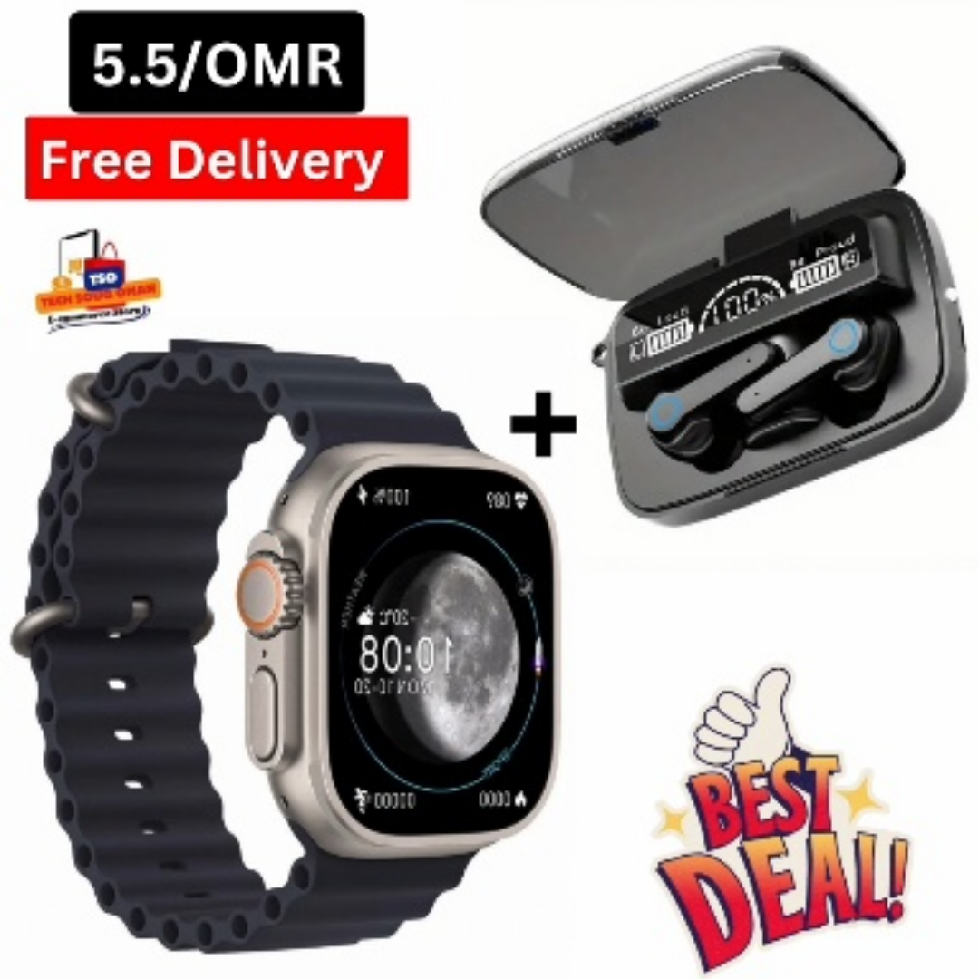 Smart Watch Ultra  & M19 Earbuds With Power Bank