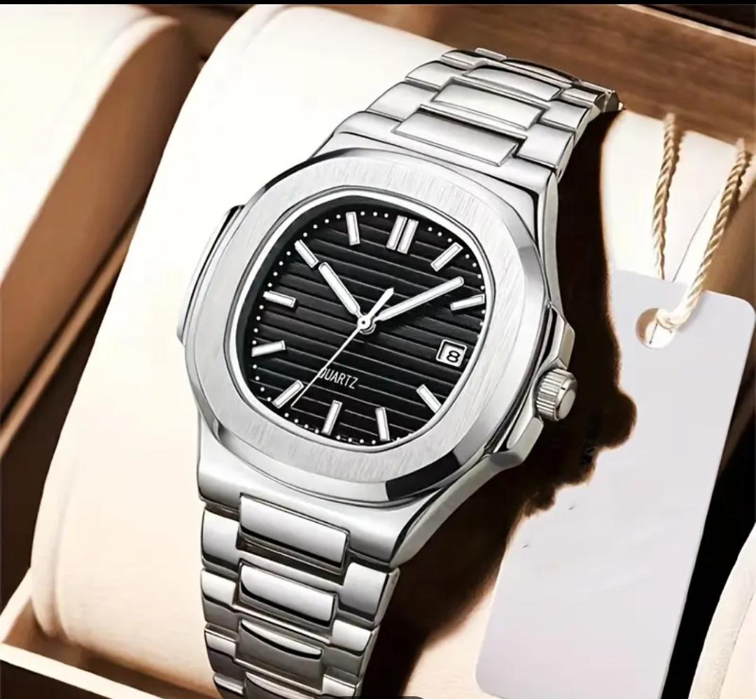 Men's Stainless Steel Square Quartz Watch