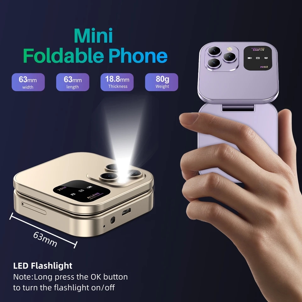 i16 Pro Mini Foldable Cell Phone